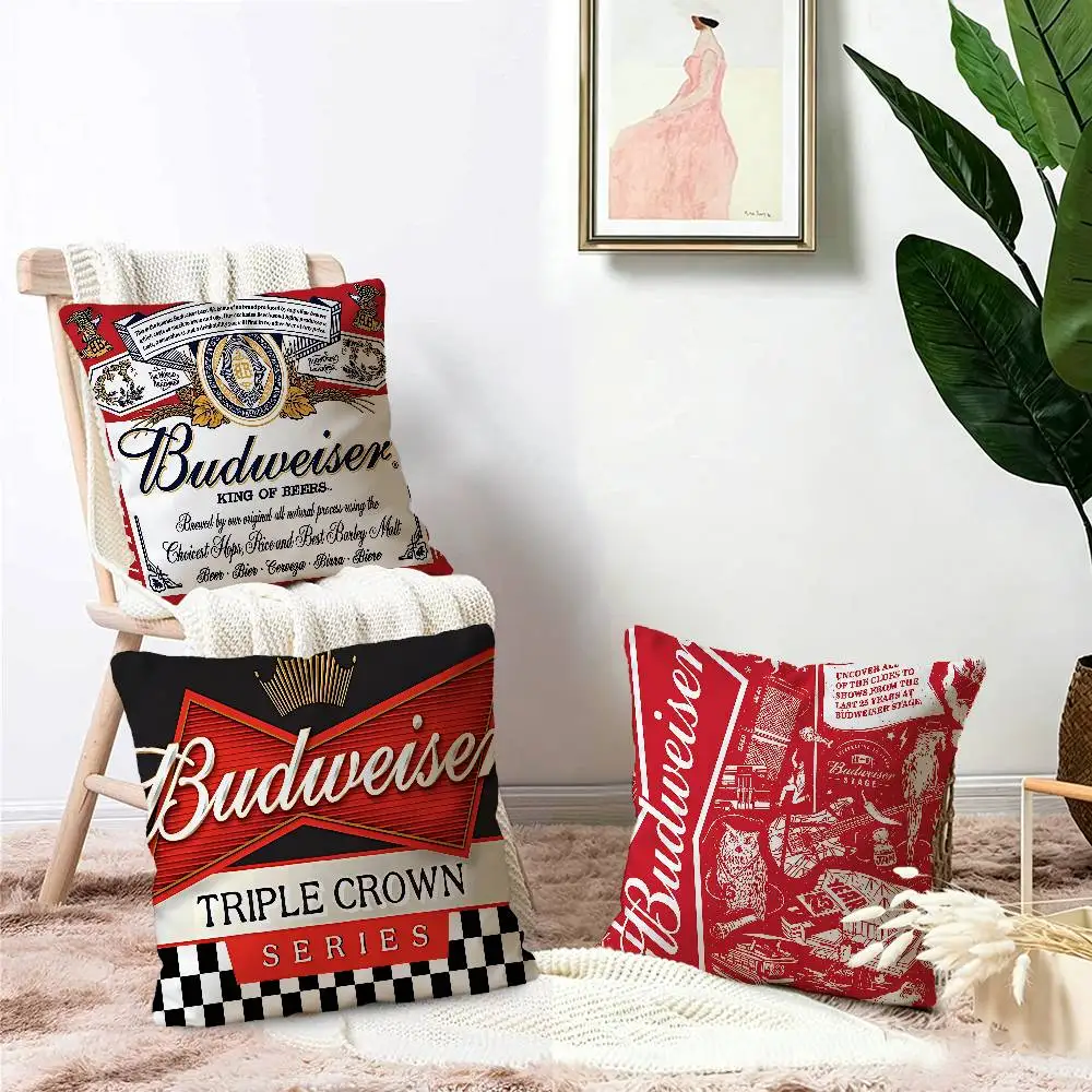 Classic Beer Brand B-Budreiser Pillow Cover for Bedroom Room and Living Room Sofa Decorative Cushion Cover