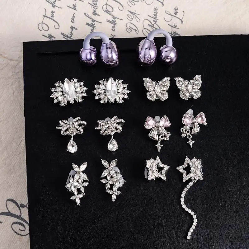 Rhinestone Earphone Buckle Accessories 1Pair Personalized Ear Clip Secure for Shopping and Travel Use