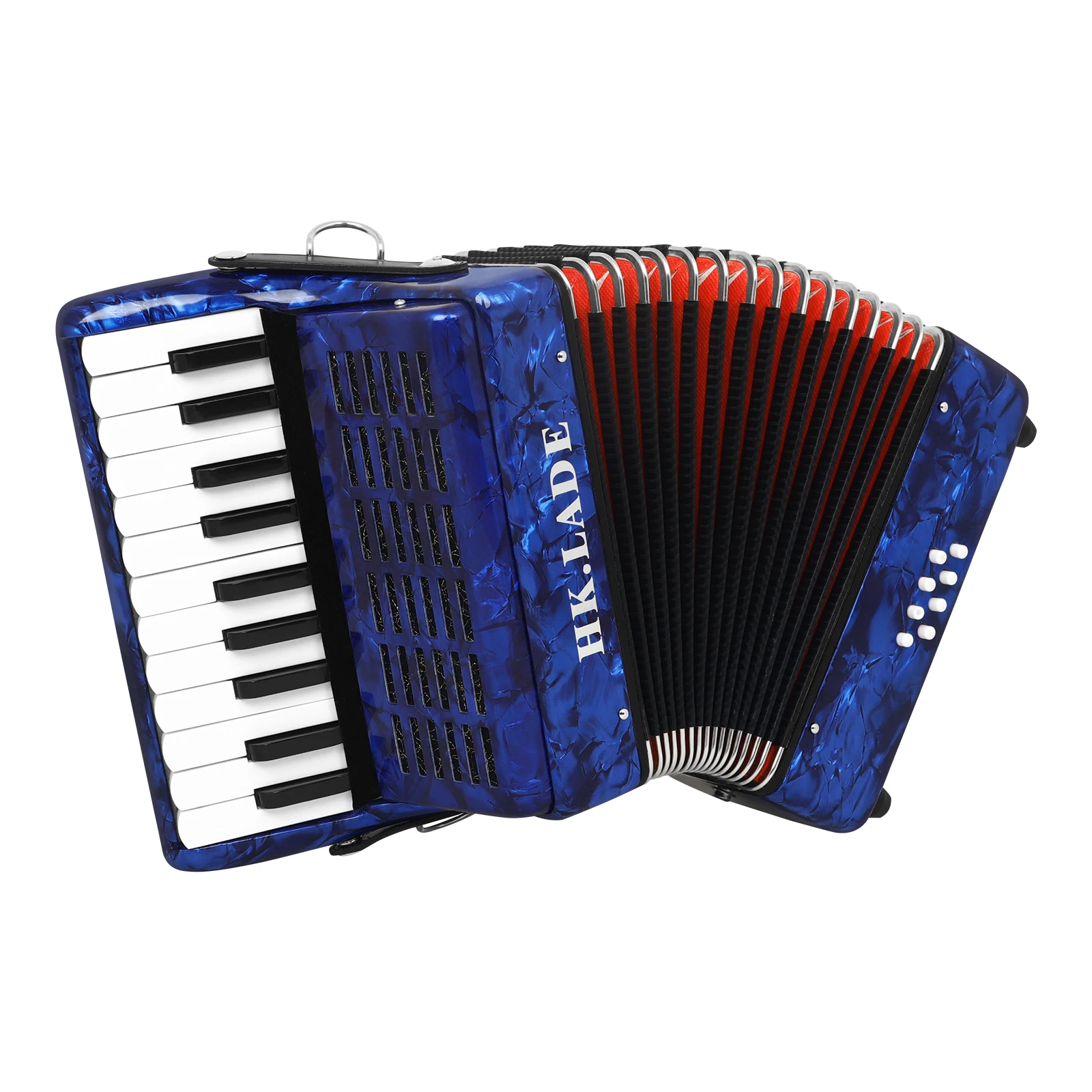HK·LADE AH-20 22-Key 8-Bass Piano Accordion Anti-Slip Keys, Genuine Lamb Leather Bellows Easy-to-Learn First Accordion