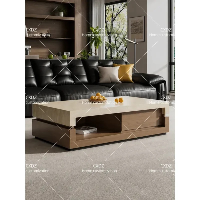 2026 New High End Coffee Table Minimalist Living Room Wabi Sabi Style Travertine Modern Creative Center Table