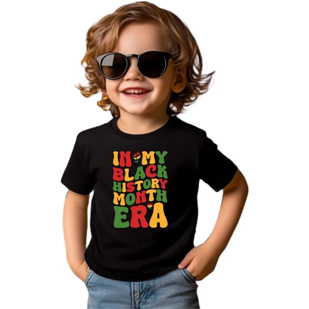 

Toddler Black History T-Shirts Black History Month for Kids Shirts Funny Letters Tees Boys and Girls Daily Life Casual Cotton T