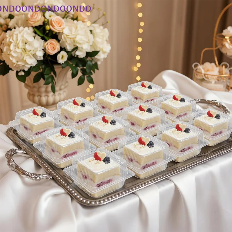 100pcs Disposable Clear Clamshell Food Container Square Round Box For Cakes Burgers Pastry