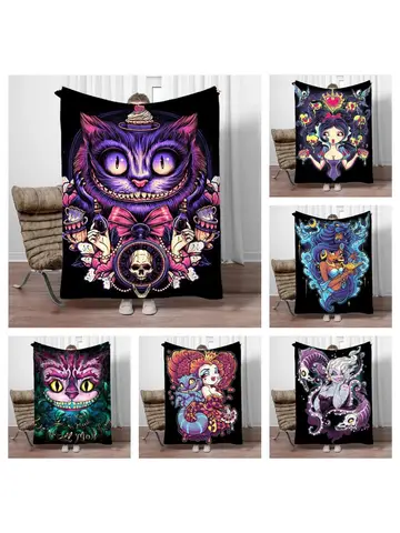 Cartoon Cheshire Cat Children Warm Soft Flannel Blankets for Sofa Bed Office Cover Blanket Suitable for Birthday Souvenir Gifts