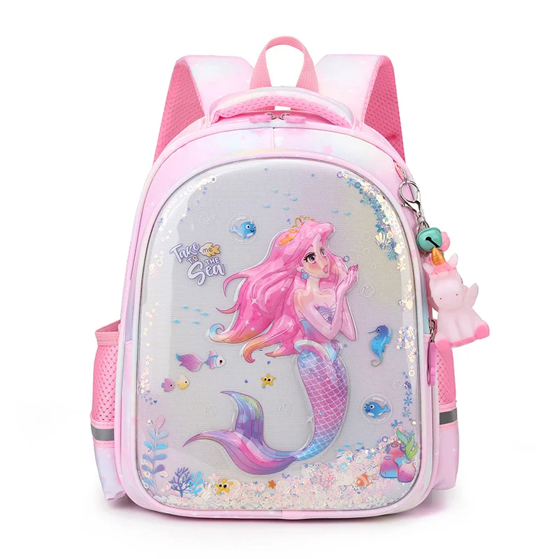 

2024 Disney Co Branded Backpack, Mermaid Shoulders, Children's Lightweight And Anti Slip, Pink And Tender Girls' Bag