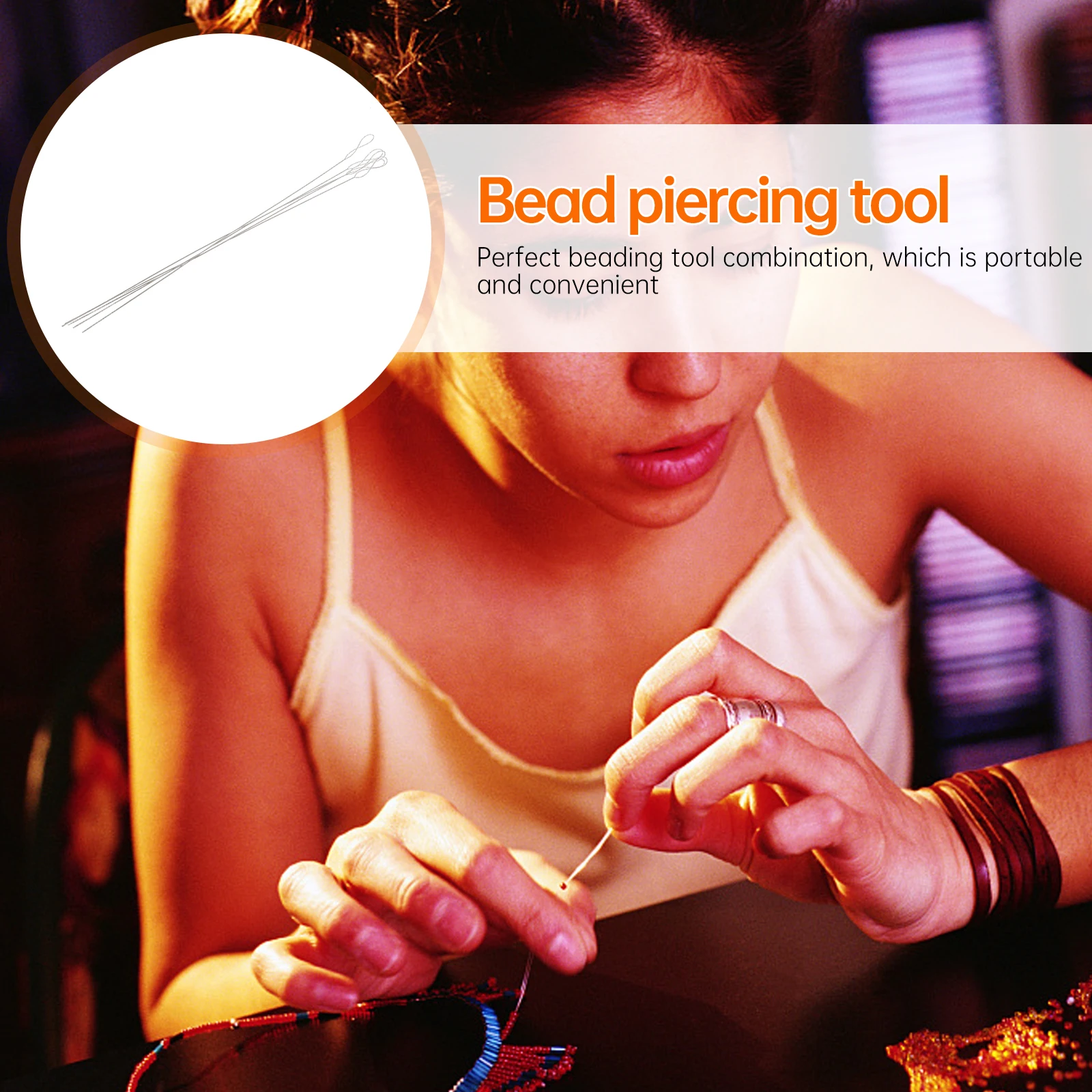

5pcs Beading Needles Steel Wire Embroidery Extra Thin Iron Sewing Bracelets DIY Jewelry Making Portable Small Size Pin Cushion