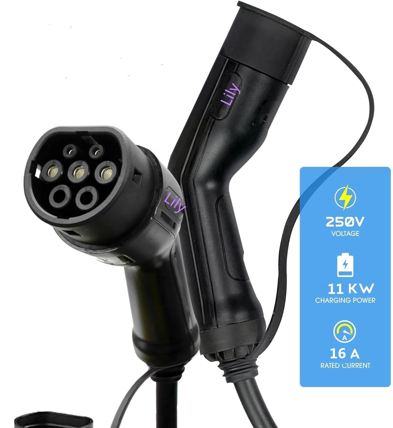 Lily Customized 5M Ac Type 2 To Type2 Dual Charging Cable 22kW 32a 3 Phase Mode 3 Type 2 To Type 2 Ev Charging Cable For Ev