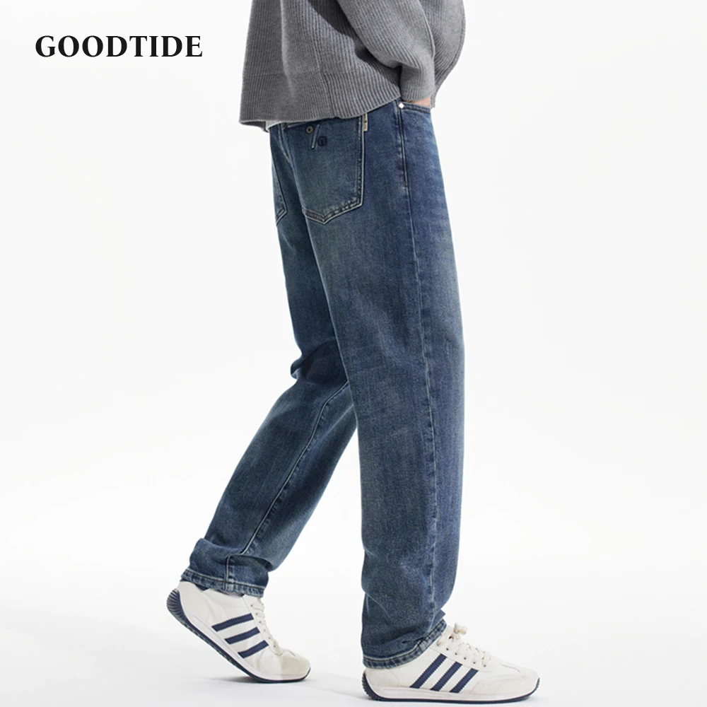 

Fashion Vintage Men's Washed Loose Fit Jeans Straight Leg Denim Pants Zipper Detail Casual Streetwear Trousers Comfortable Pants