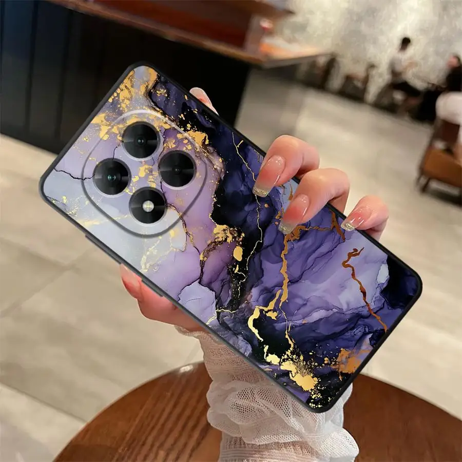 حافظة لهاتف Xiaomi Redmi Note 11s 13 14 Pro Plus 12s 9S 9 10 11 12 Pro 7 8 10S غطاء هاتف ناعم أسود زهرة رخامية #4