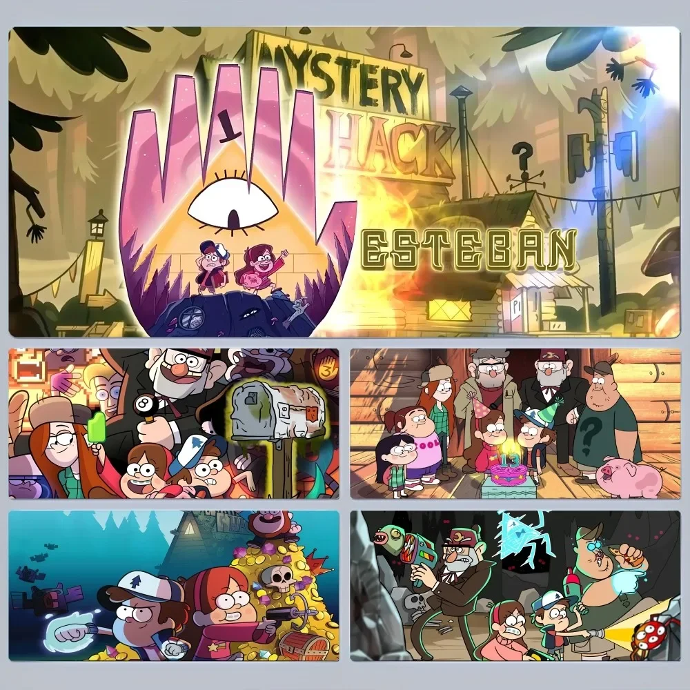 Disney Gravity Falls Mousepad 80x30cm XL Lockedge Office Computer Desk Mat Table Keyboard Big Mouse Non-slip Teen Girls Bedroom