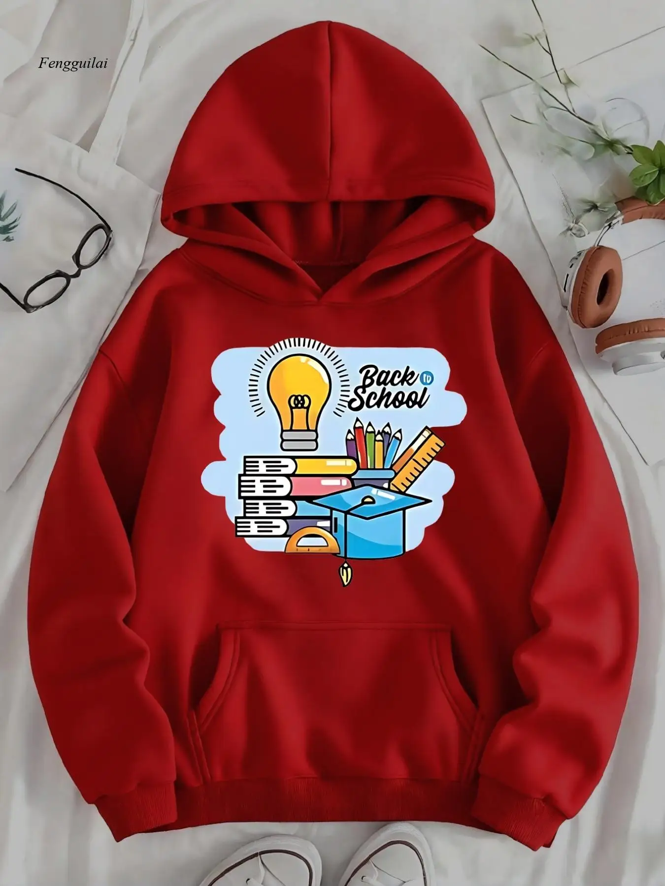 Impression créative sur le thème "Rack to", inspiration d'étude d'allumage. Sweat à capuche avec poche pour femme avec motif lettres imprimées et doublure