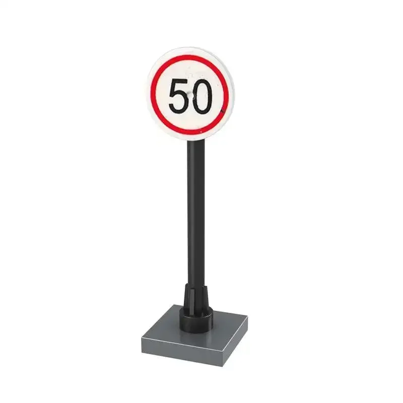 City Street Scenes Traffic Road Signs Roadblock Signal Light Speed limit Humanoid road Parking Lot Sign Building Blocks Kid Toys