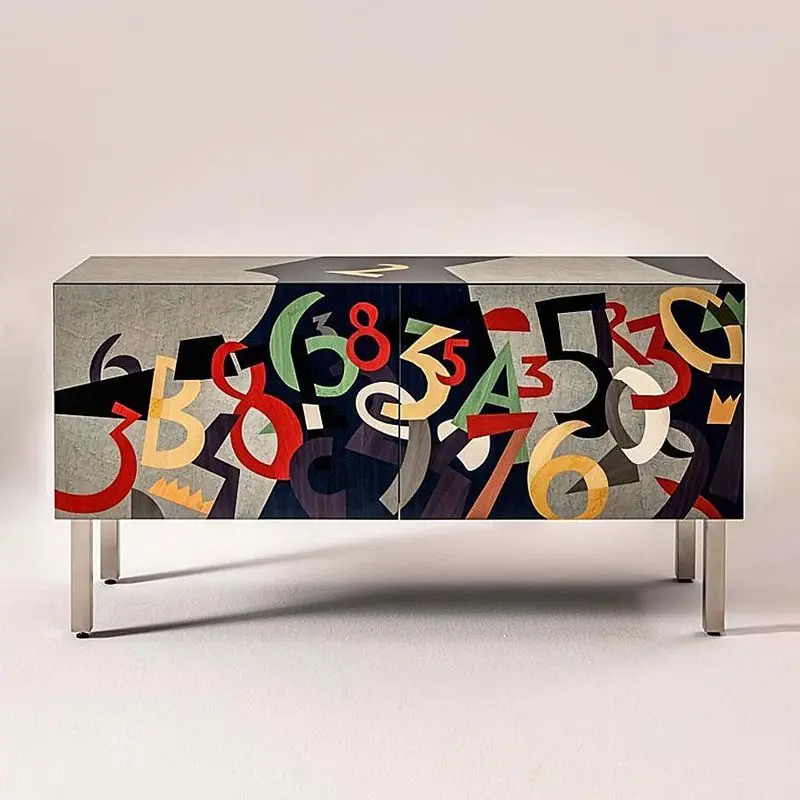 Solid wood dining side cabinet art storage cabinet painted entrance cabinet