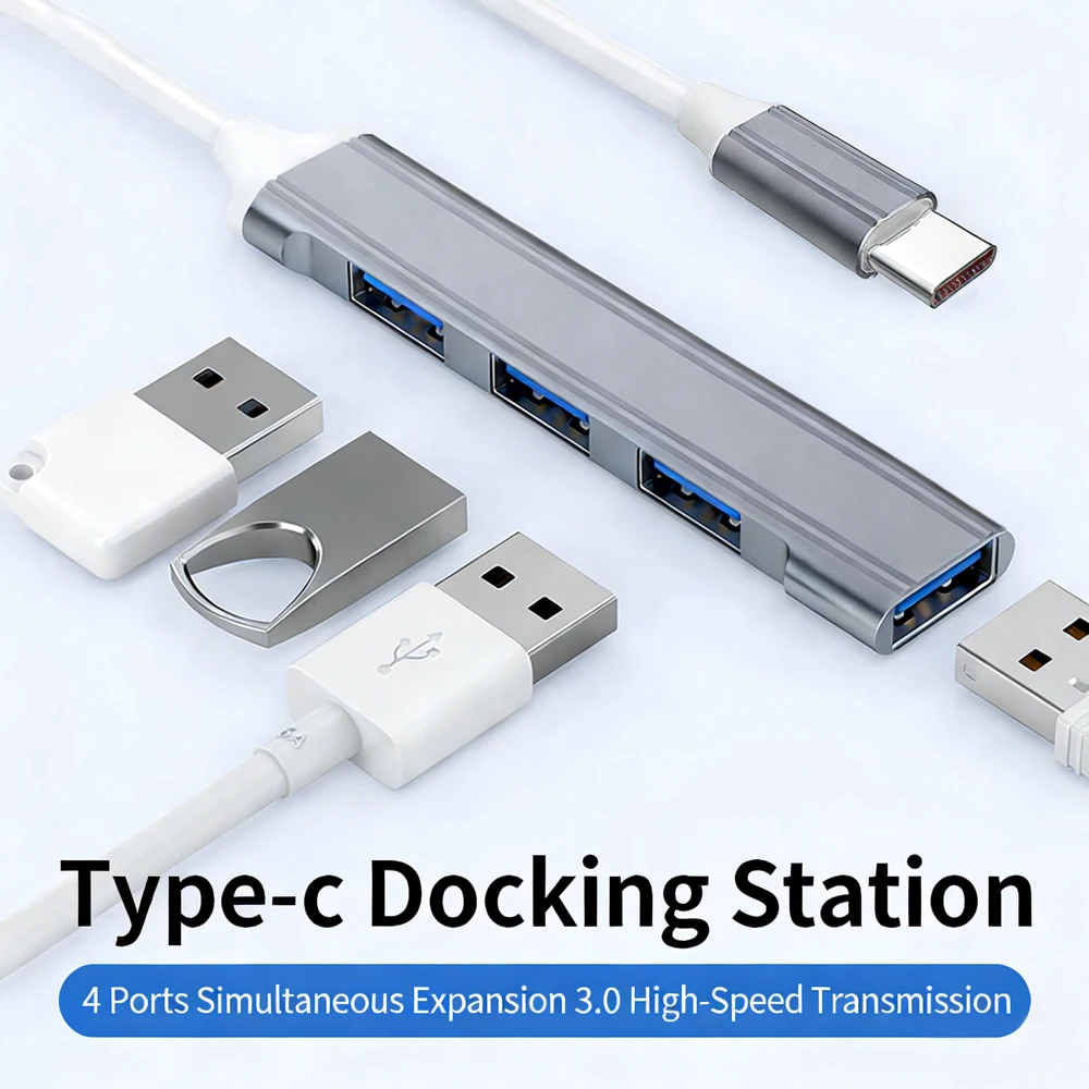 USB C HUB Type C Extender 4 Port Splitter Adapter OTG Docking Station For Phone Macbook Pro 13 15 Air PC Laptop Computer Hub