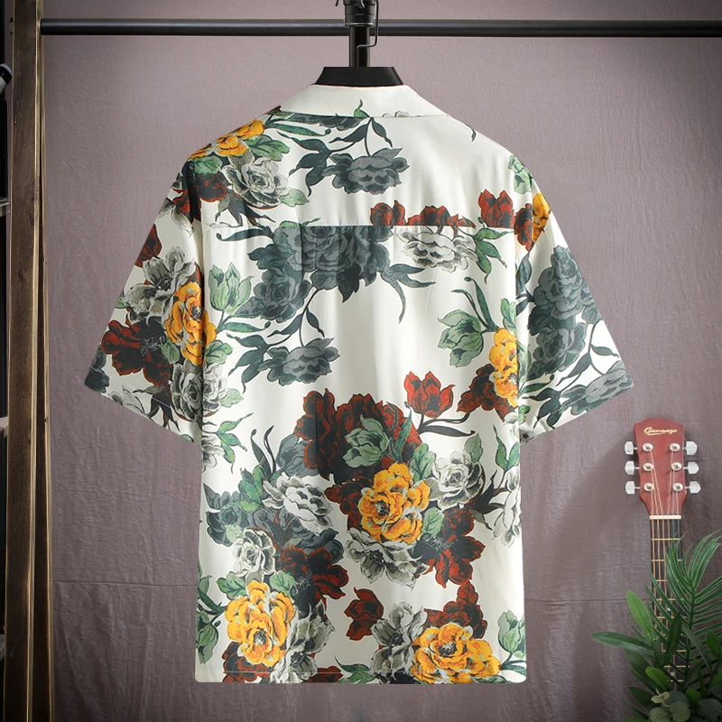 

Short Sleeves+Shorts New Summer Men'S High-Quality Breathable printing shirt men Loose Trend Casual Beach Set Large Size M-5XL