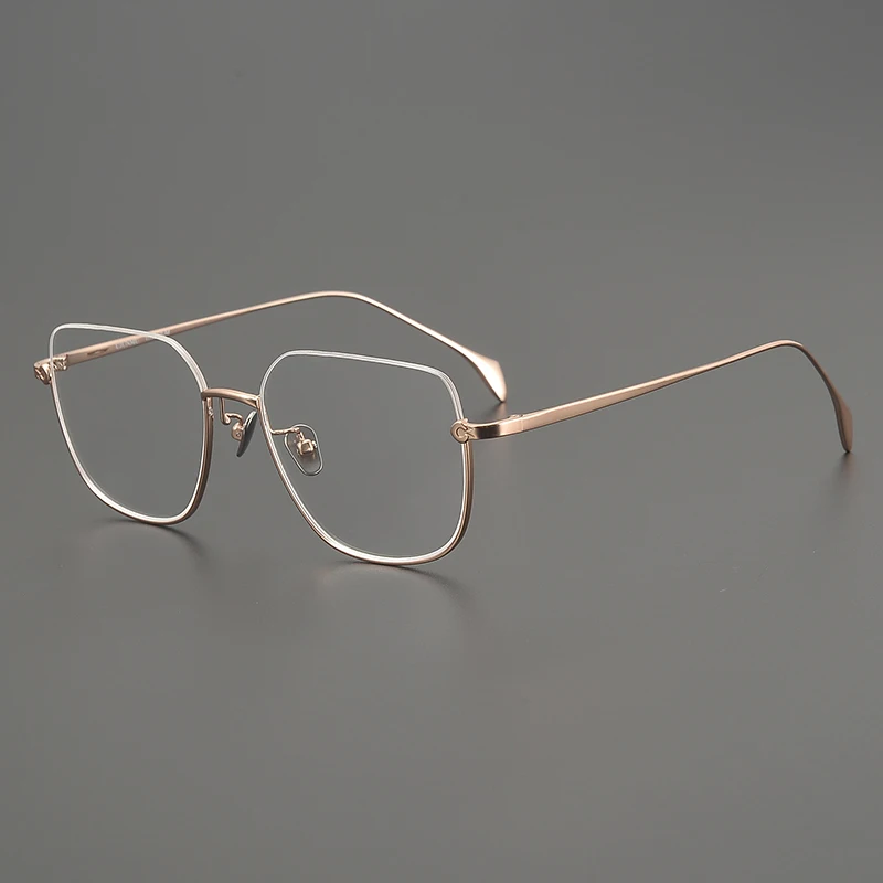 

2026 High-end and fashionable business men&women pure titanium half-frame large-face glasses frame supports custom prescription