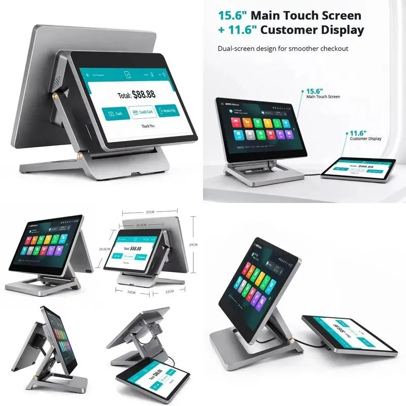 Wholesale Dual Screen 15.6 11.6 Inch POS Terminal Windows I5 Cash Register Wifi Retail System Device for Restaurant
