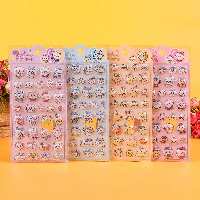 Cute Chiikawa 3D Puffy Stickers Set Kawaii Hachiware Usagi Momonga Cartoon Epoxy Stickers For Kids Scrapbooking Journal Gift view 2