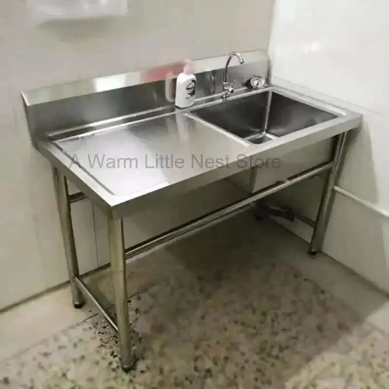 

Outdoor Kitchen Sinks Commercial Stainless Steel Dishwashing Sink Hotel Canteen Floor-standing Vegetable Washbasin Washing Sinks