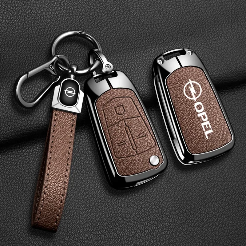 Metal Leather Car Remote Key Case Protector Shell For Opel Vauxhall OPC ADAM Insignia Antara Corsa J D H Kadett GT Accessories