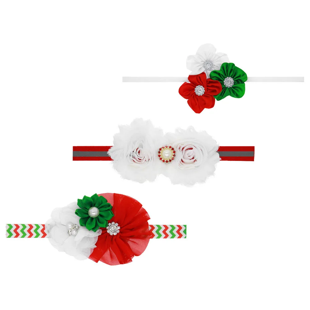 

3Pcs Baby Headband Flower Hairbands Christmas Infant Headdress Party Supply Decor Xmas Baby Headdress