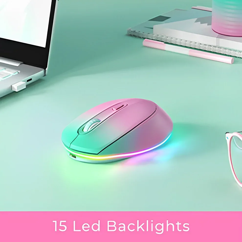 RGB Wireless Silent Computer Mouse 2.4G Plug and Play Rechargeable Ergonomic Office Mice for Laptop PC
