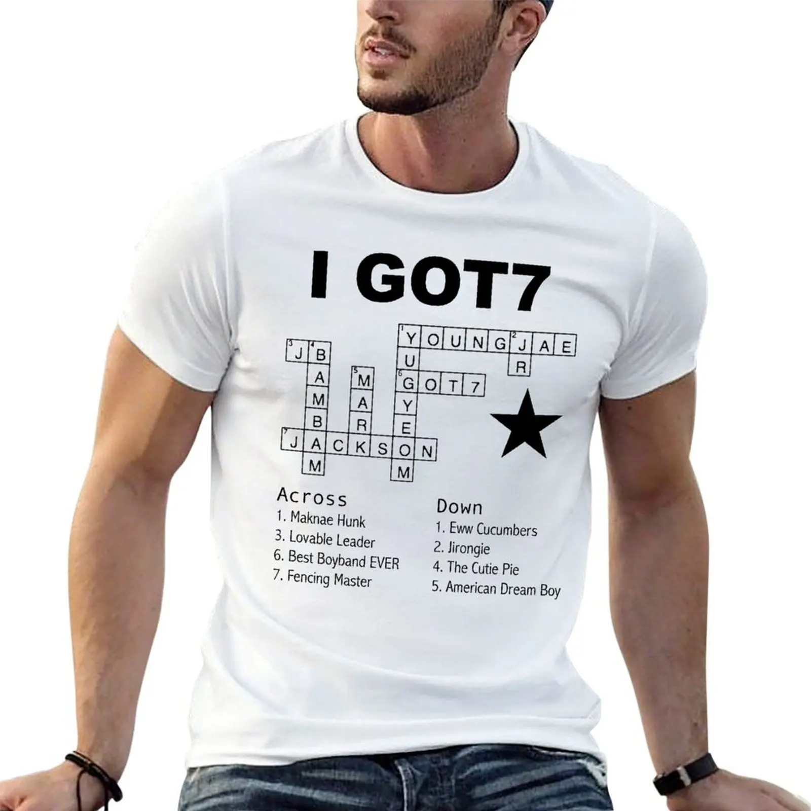 

GOT7 Crossword Puzzle T-Shirt t shirt for man man t shirts cotton black cotton t-shirt plain for man package T-Shirt