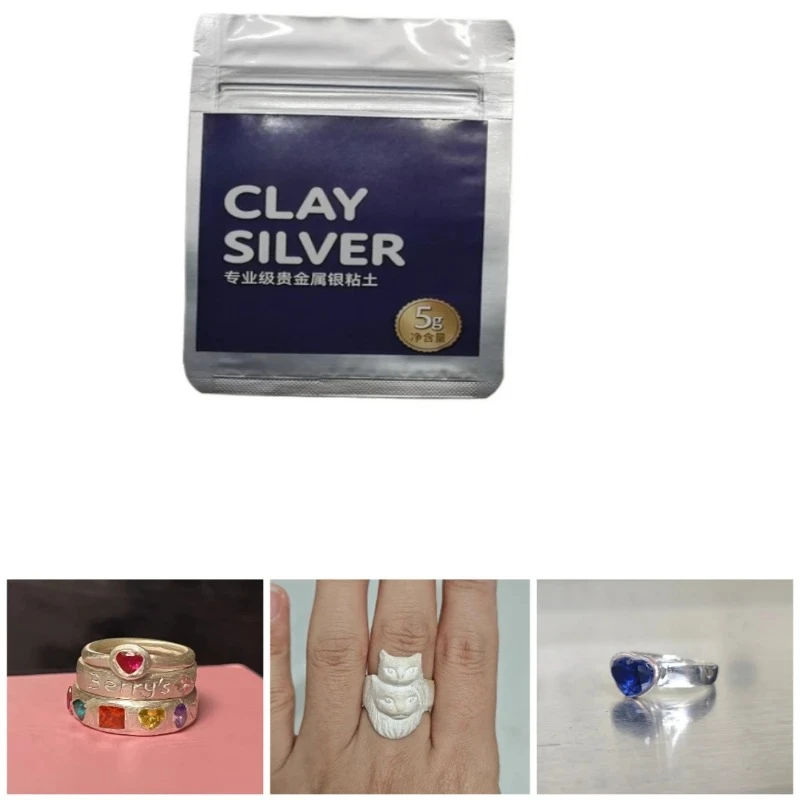 

Polymer Clay Silver Clay Sterling Silver Mud 5g Handmade DIY Moulding Pendant Ring Birthday Gift Polymer Claying Making Material