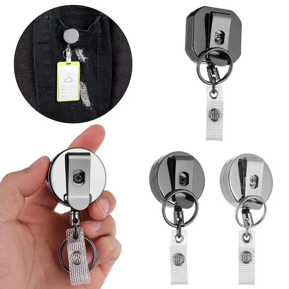 

Retractable Metal Key Ring Clip Pull Key Ring Badge Reel Clip Reel Extendable Belt Reel ID Lanyard Name Tag Card Badge Holder