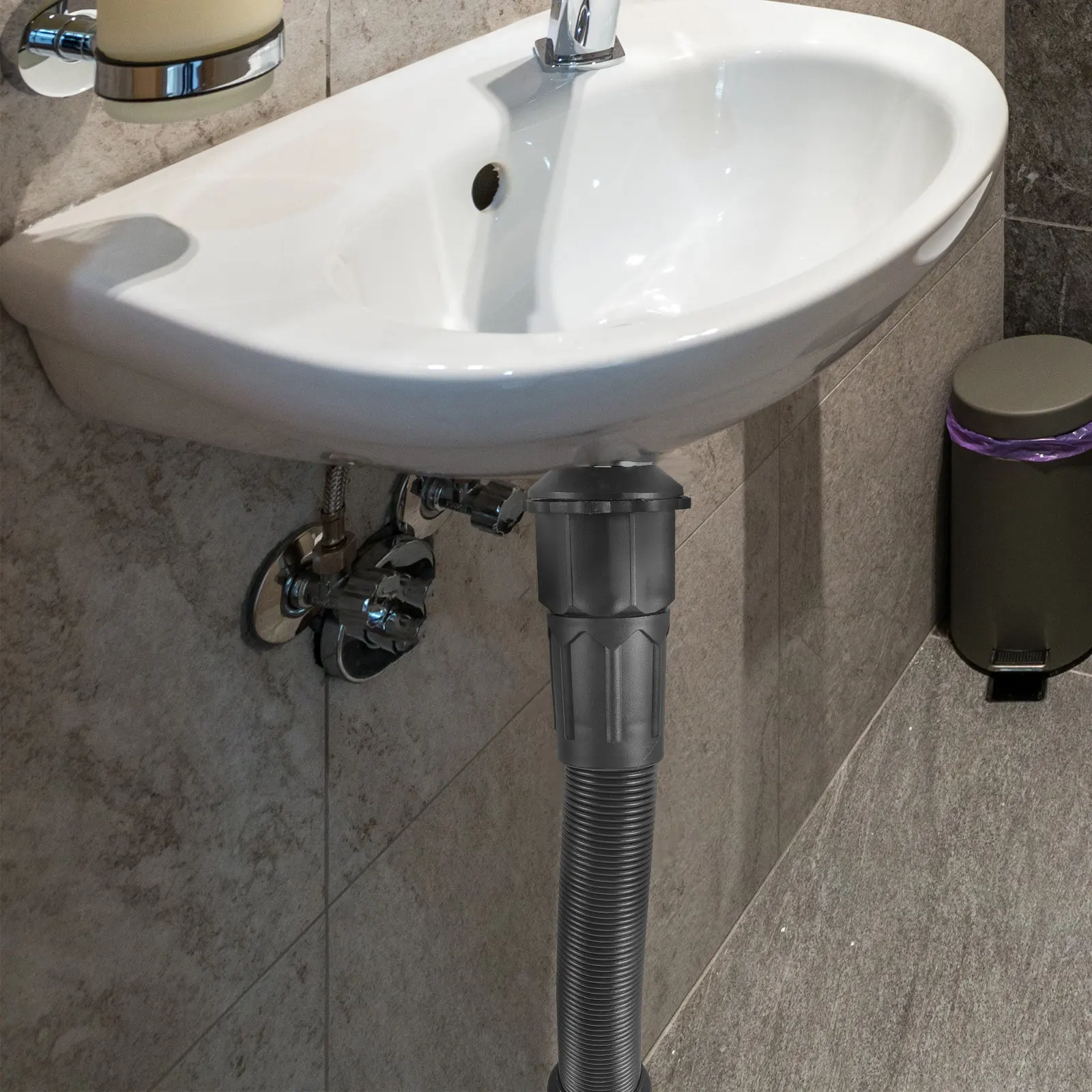 Stainless Steel Sink Pipe Flexible Tubing For Bathroom Kitchen Drain Extension Sink Drain Hose Kitchen Bath Fixtures