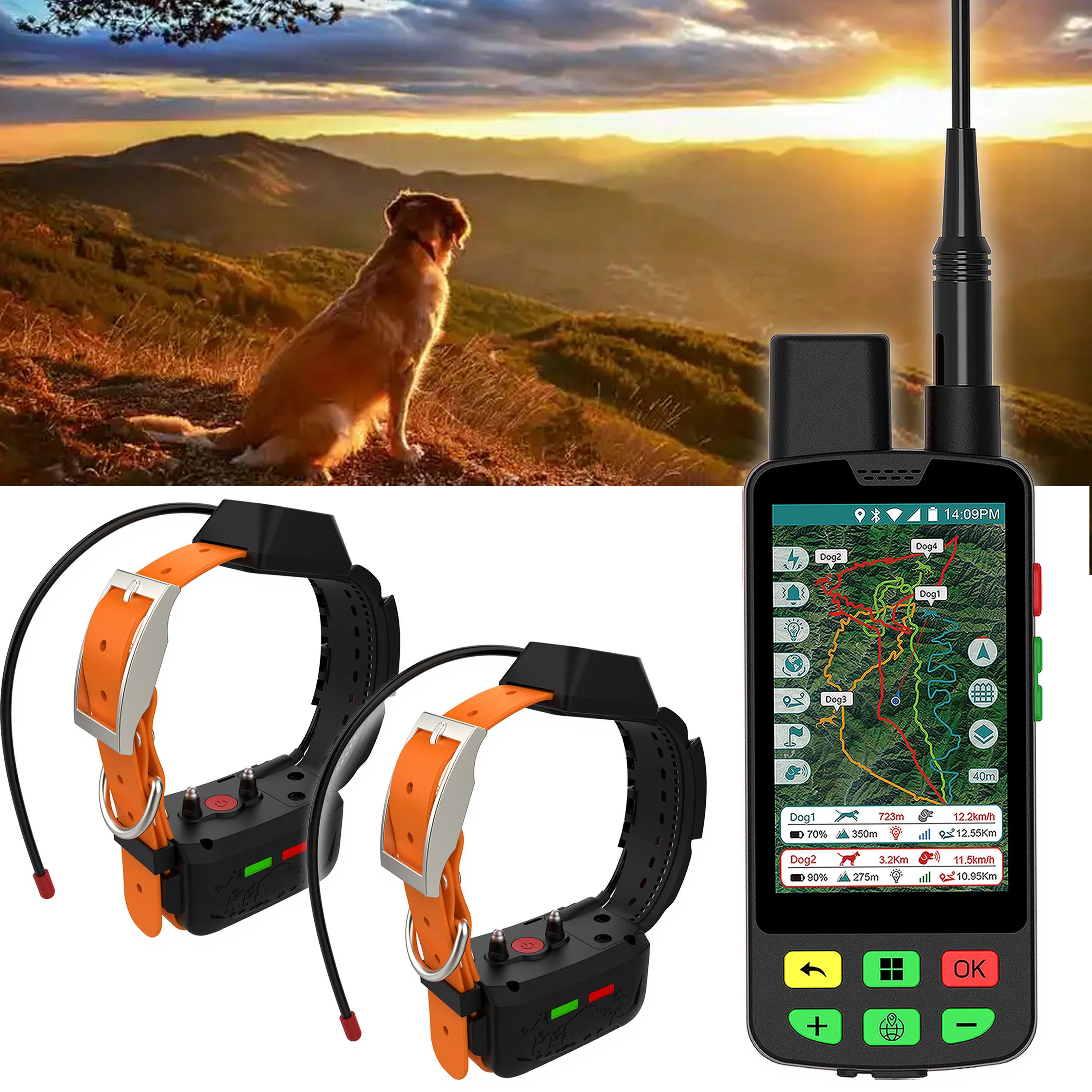 ESEEK GPS Dog Tracker 15 Visible Range Free Application Beep & Vibration & Stimulation & IP68 Waterproof