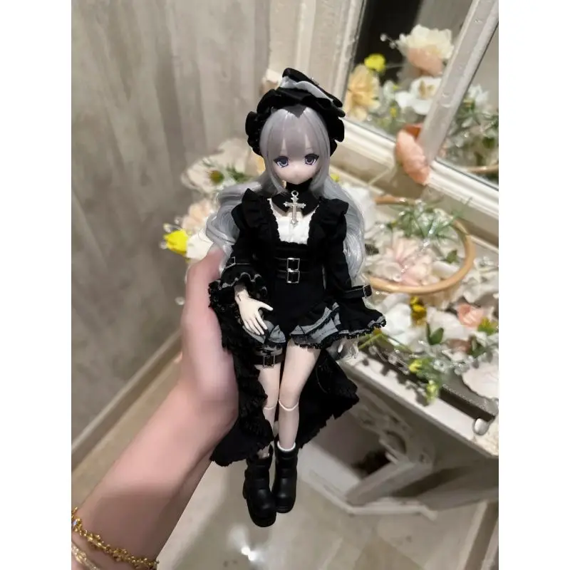Gothic Style Collectible Bjd Doll,Movable Joints Hand‑Rooted Hair,Gothic Dress Costume Desktop Ornament Art Fashion Display Doll