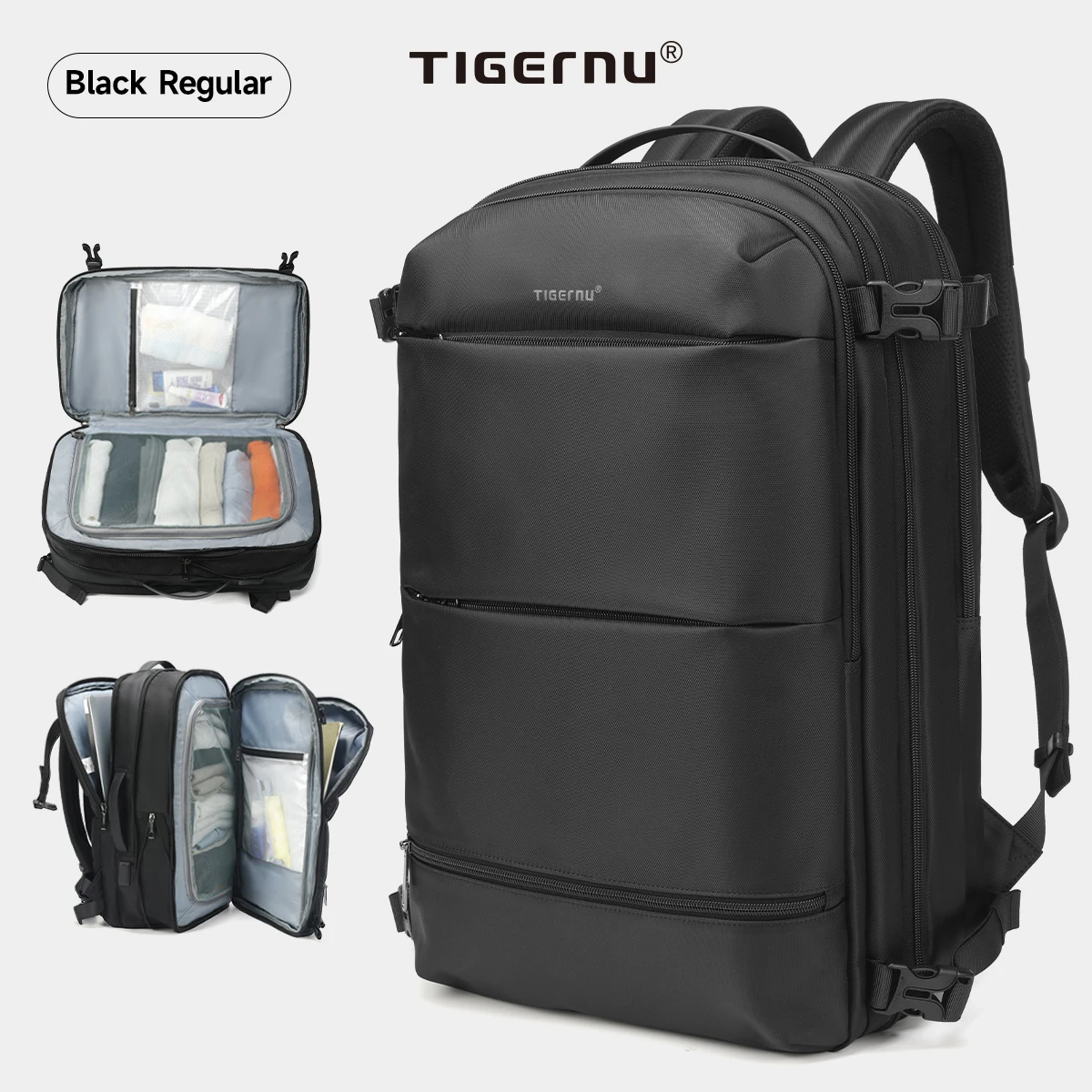 Tigernu Vacuümcompressie-rugzakken Heren Reisrugzak Uitbreidbare USB-tas Grote capaciteit 17 laptoptassen voor schoo-cabinezakken