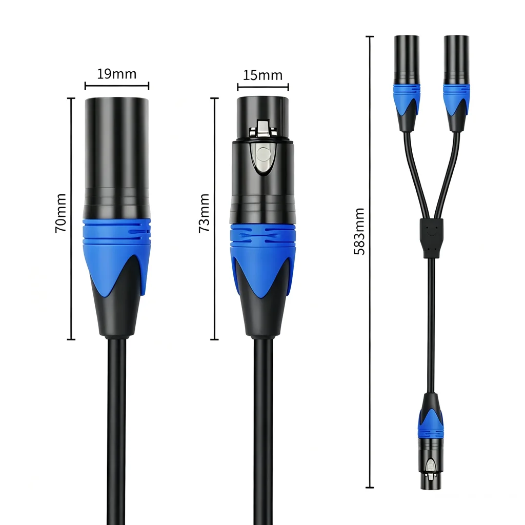 Cable divisor de audio XLR de 3 pines, 1 XLR hembra a doble XLR macho, cable divisor para micrófono, amplificador, mezclador de audio, escenario.