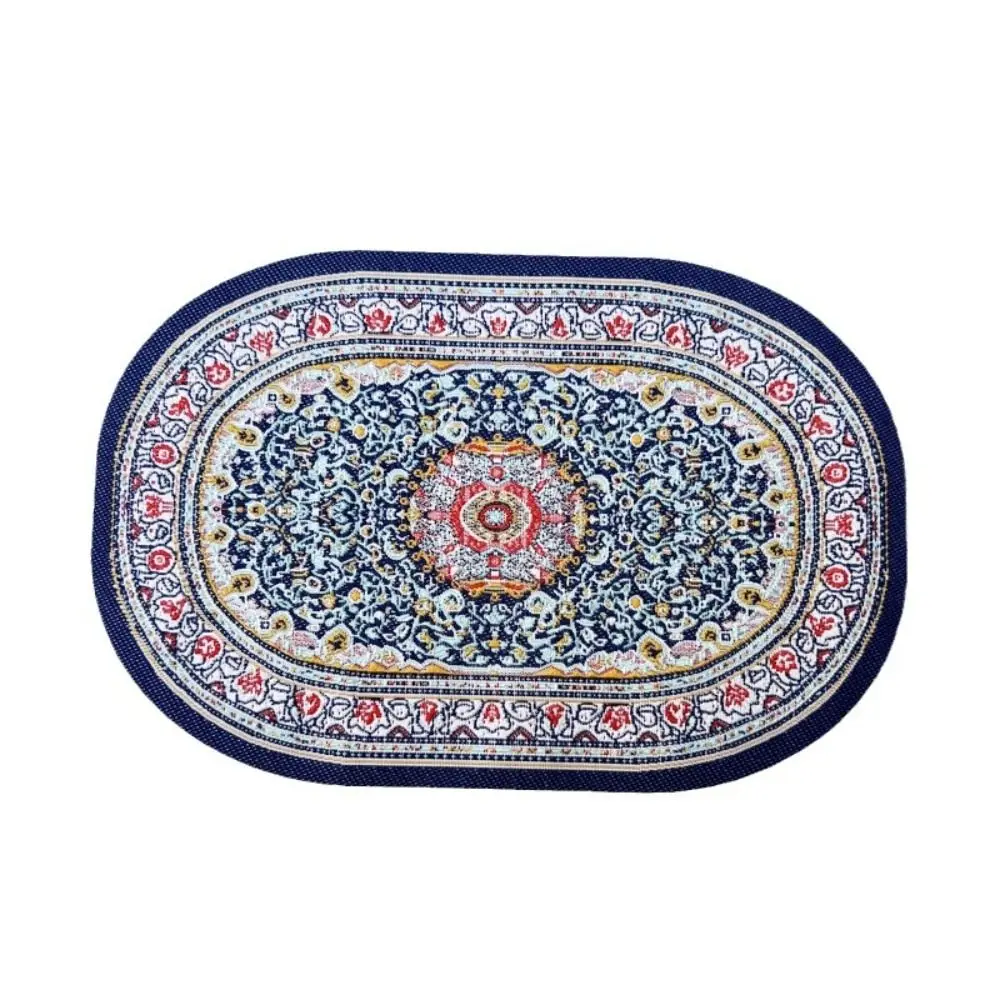 Multicolor Dollhouse Carpet Floral Pattern Oval Round Miniature Weaving Rug Accessories Playing House Floor Covering Mat