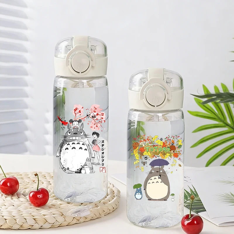 

400ML Totoro Water Cup Girl Boy Straws Cups Children Anime Cartoon Water Bottle Outdoor Sport Plastic Drinking Bottles Home Gift