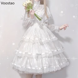 Abito da principessa dolce giapponese Lolita donna gotico Y2k pizzo fiocco increspature fiori abiti da sposa Girly Chic abiti da sera da sera