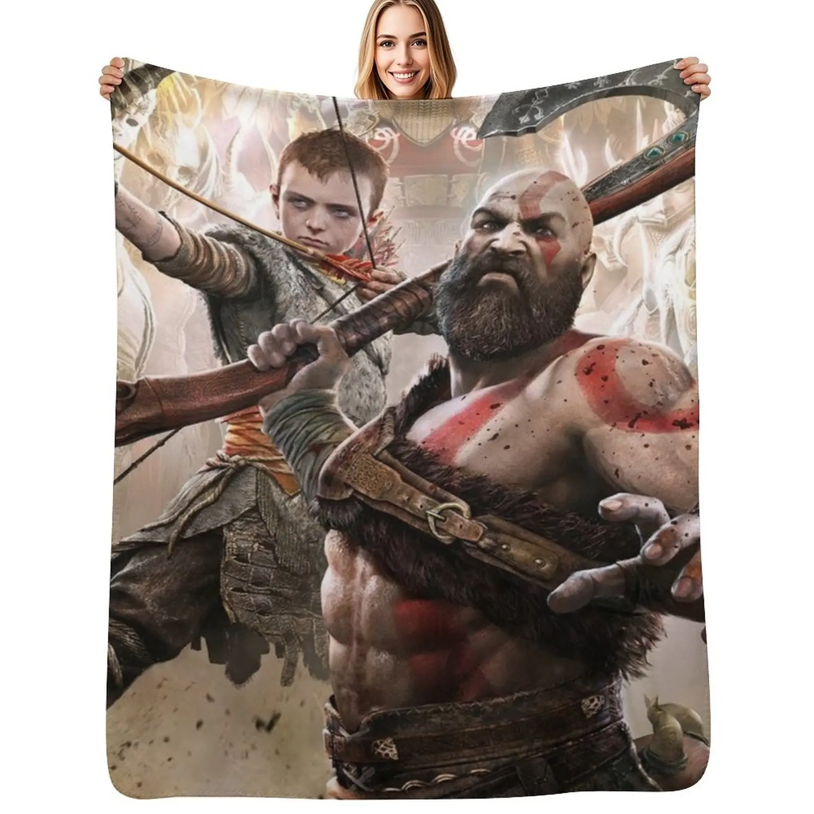 God Of War Features Throw Blanket Cozy Microfiber Throw Blanket for Home Bedroom