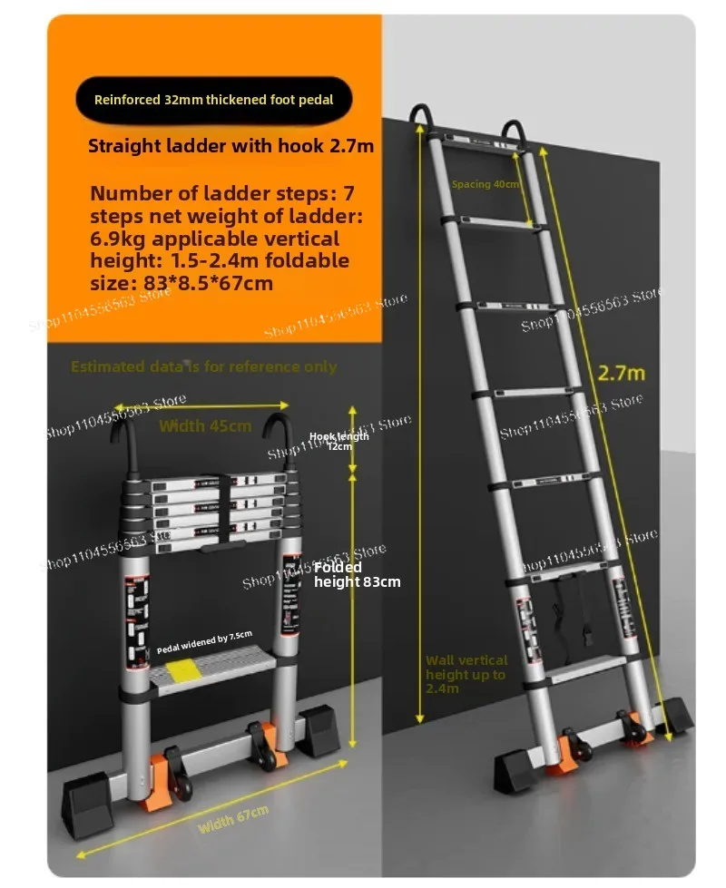 Aluminum Alloy Household Telescopic Ladder Thickened Multi-functional Folding Ladder Lifting Herringbone Ladder