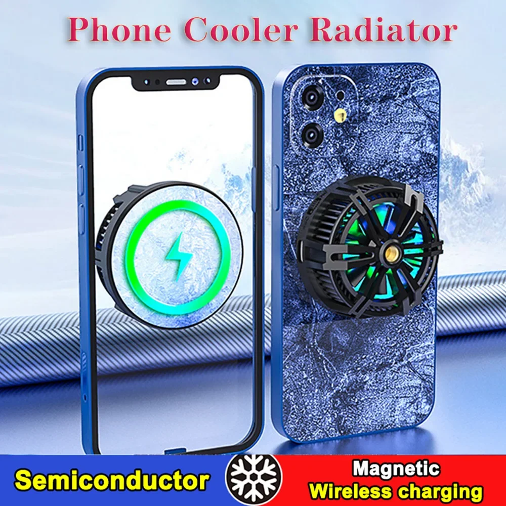 New Mobile Phone Cooler Radiator Semiconductor Magnetic Fan Wireless Charger Game Console Live Cooler for Magsafe iPhone Samsung