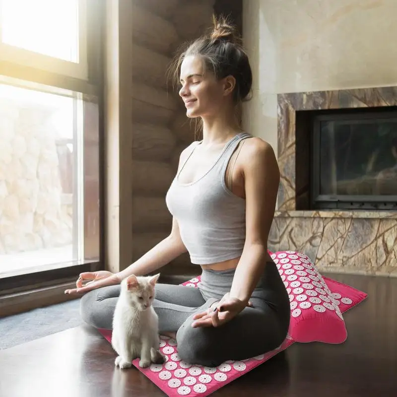 Spike Mat Massage Mat Pressure Mat With Pillow Pressure Back Mat Meditation Accessories for Women Men Adult Home Office Travel