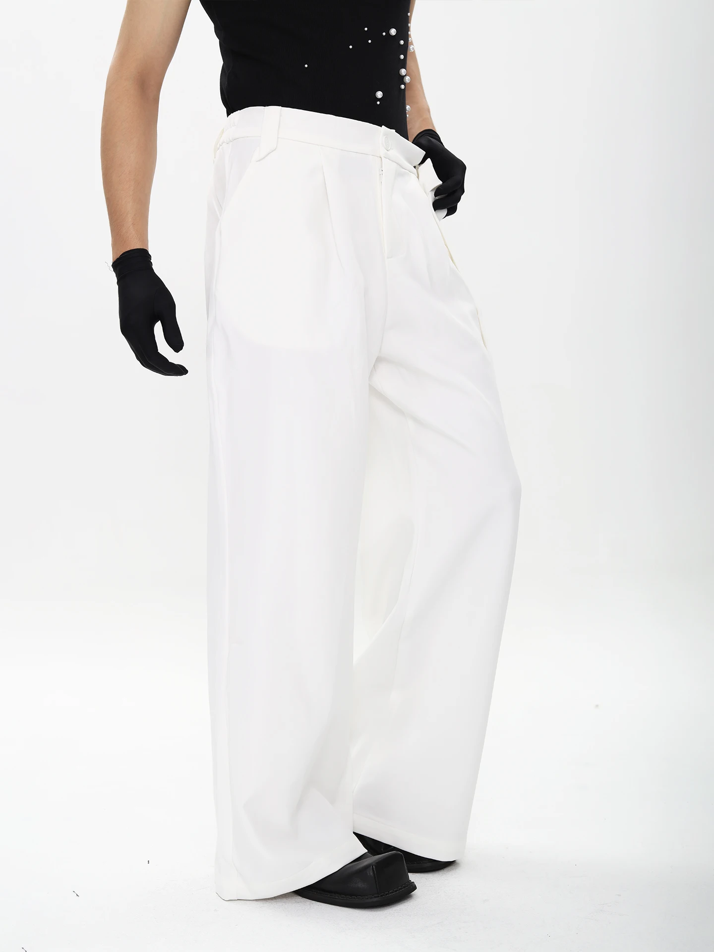 Men's 2025 Autumn New High-End Versatile Belt Suit Pants Men's Solid Color Micro Flared Trousers Masculinity Loose Comfort Pants