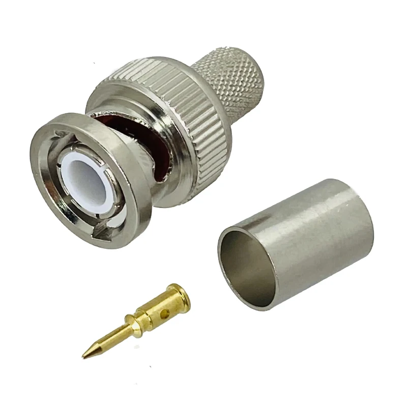 RG60 Full Copper Gold Plated BNC Crimp Connector for RG58 RG59 Coaxial Cable CCTV Video Surveillance Q9 Male Plug