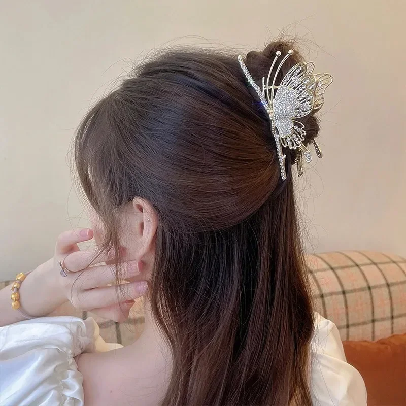 New Metal Butterfly Grab Clip Girls Ponytail Hair Clip Korean Elegant Geometric Hair Crab Girls Delicate Hair Accessories