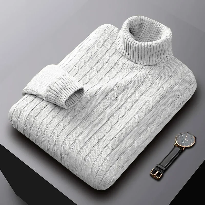 Solid Color Men's Turtleneck Sweater Trendy Korean Loose Large Size Casual Versatile Knit Pullovers Casual Mens Clothing