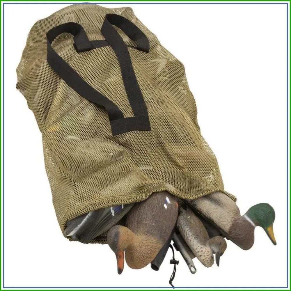 Bolsa de malla para señuelos, con capacidad para 24 señuelos de pato estándar, 52 pulgadas de largo x 30 pulgadas de ancho, color oliva