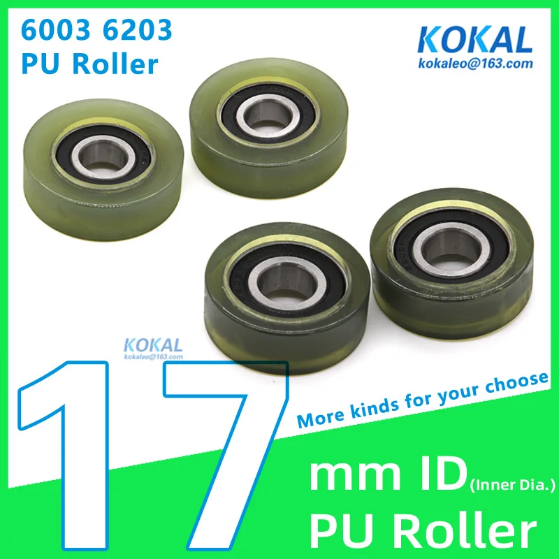 

[PUd17] 2/4/10PCS high quality 6203RS 6203 TPU PU ball bearing roller wheel counting machine bearing pulley PU pulley 1750K