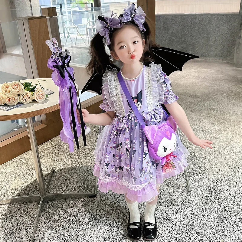 Robe de princesse de dessin animé pour enfants, Cosplay d'été pour filles, Anime Sanurgente Kuromi, Lolita Kawaii, cadeaux d'anniversaire pour enfants