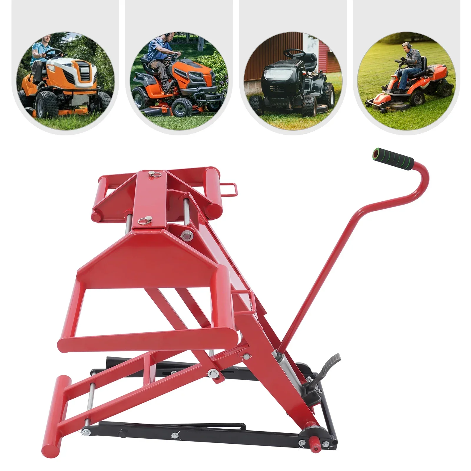 

350lbs Lawn Mower Lift 25.4in Hydraulic Lawn Mower Jack 22.44-48.11in Adjustable Wheel Span for Garden Tractor/ATV Maintenance