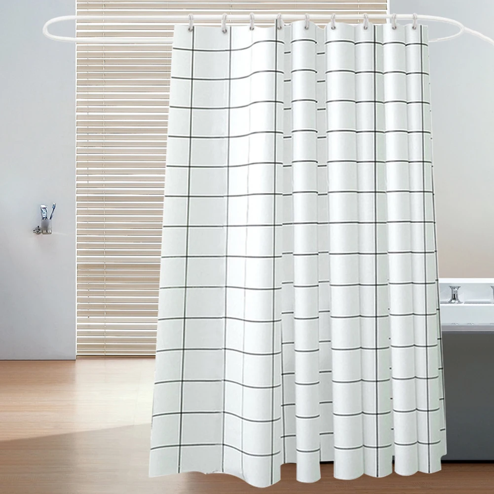 Bathroom Shower Curtains Waterproof And Mildew- Proof Durable- Bathroom Screens PEVA And Metal Self-crop Fabric Shower Curtains