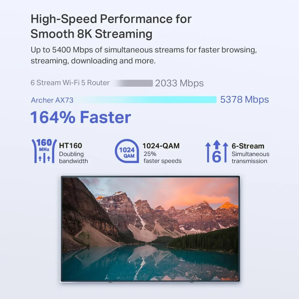 AX5400 WiFi 6 Router Archer AX73 Dual Band Gigabit Wireless Internet Router, High-Speed ax Router for Streaming